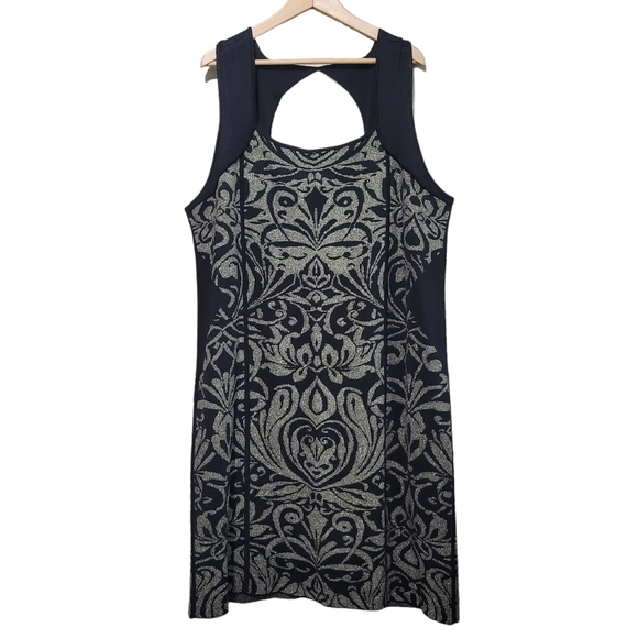 Lane Collection Damask Bodycon Cocktail Dress Black Metallic - Picture 1 of 4